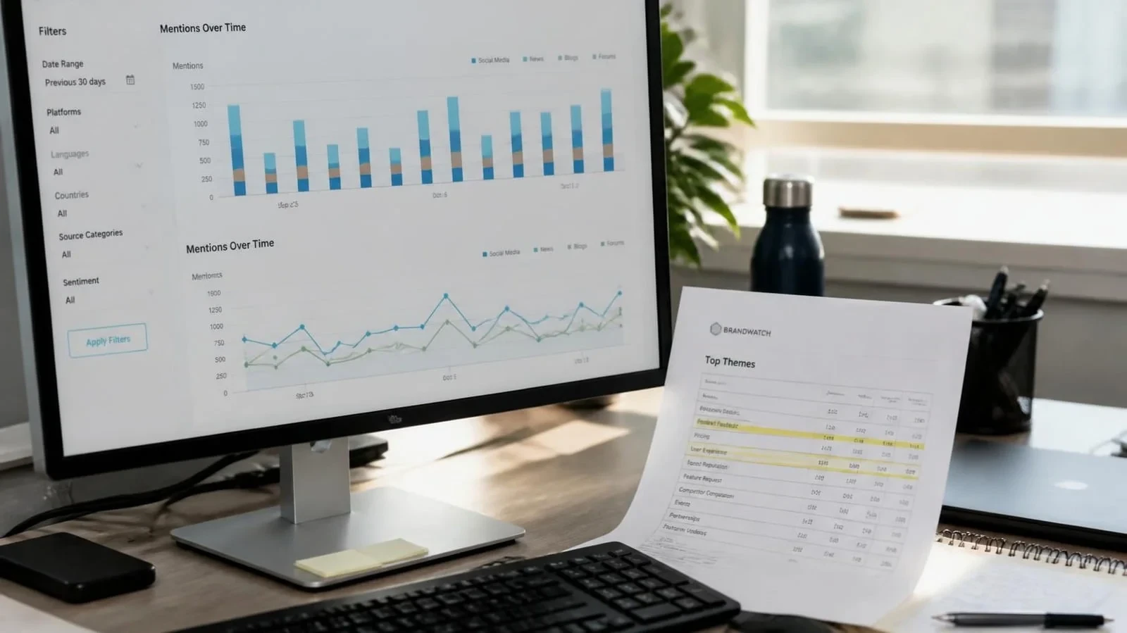 Analytics charts tracking brand mentions over time