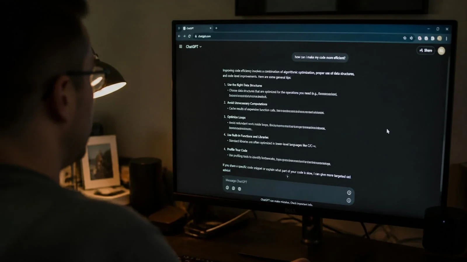 Generative AI interface producing a written answer