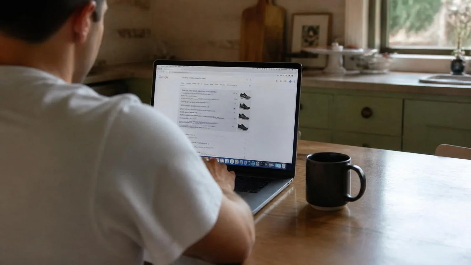 Someone searching on a laptop for a service like yours